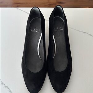 Stuart Weitzman - Black Round Toe Suede Round Block Heel